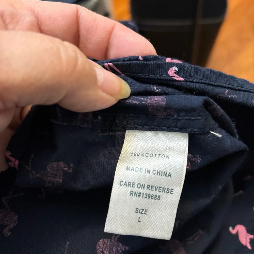 Univibe Boys Dark Blue Shirt with Pink Flamingo Pattern